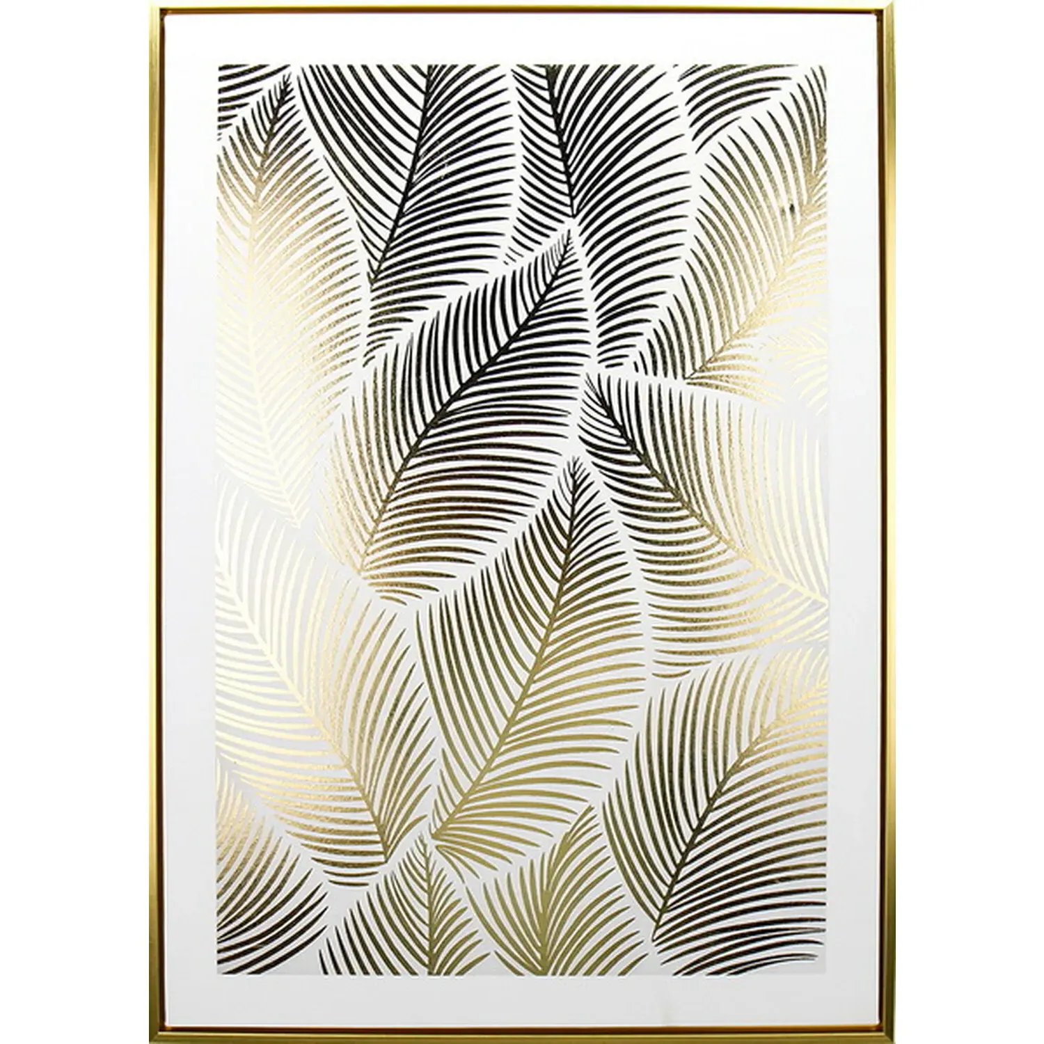 Tropical Leaves Framed Wall Art - Gold