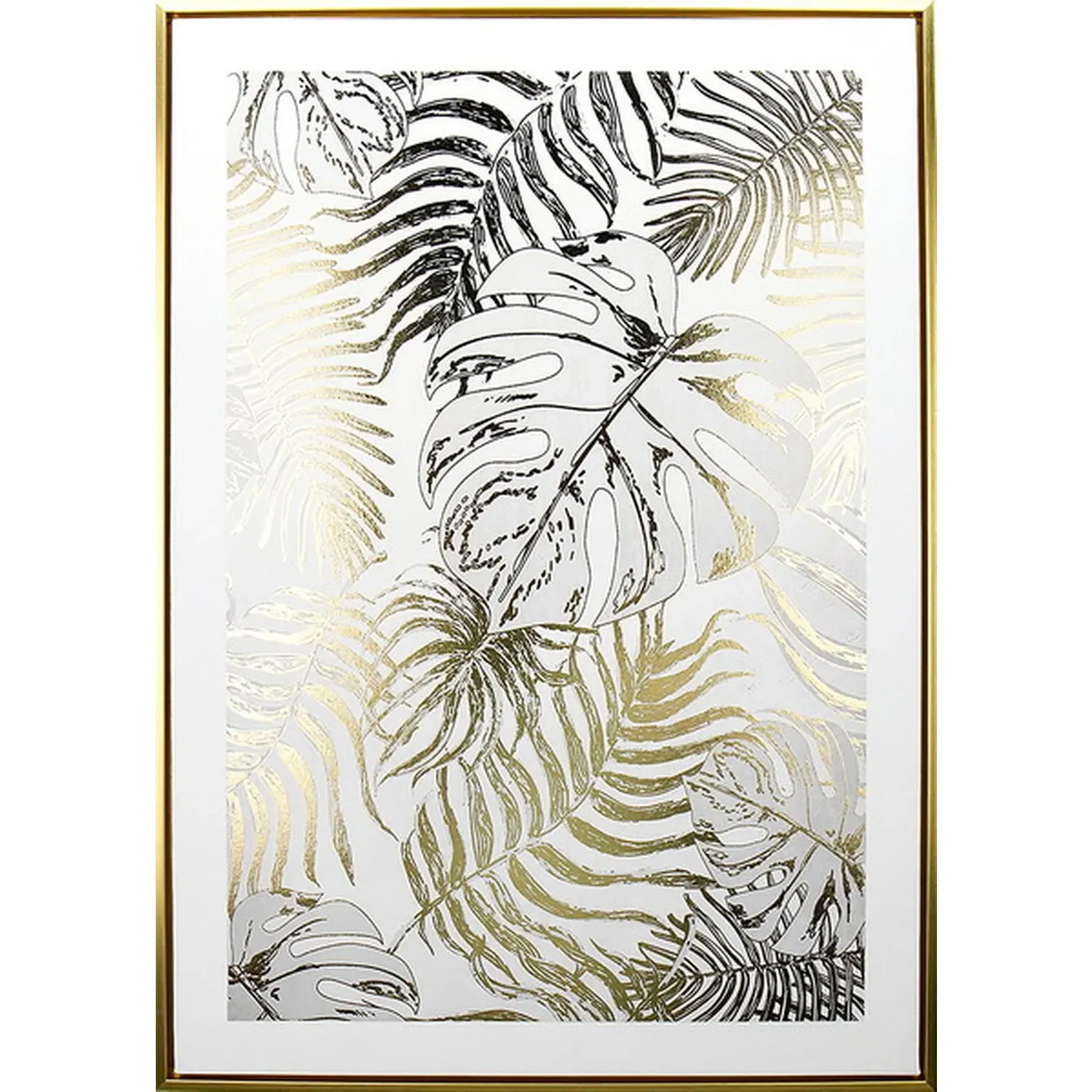 Tropical Leaves Framed Wall Art - Gold image
