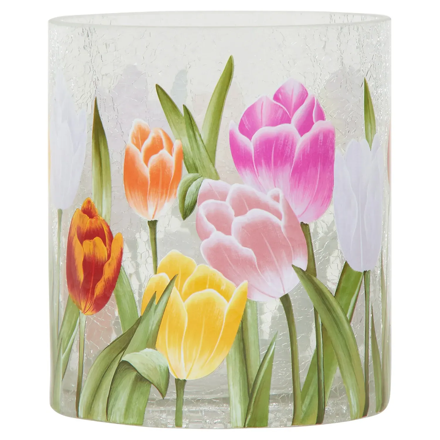 Tulip Crackle Candle Holder - Multicolour