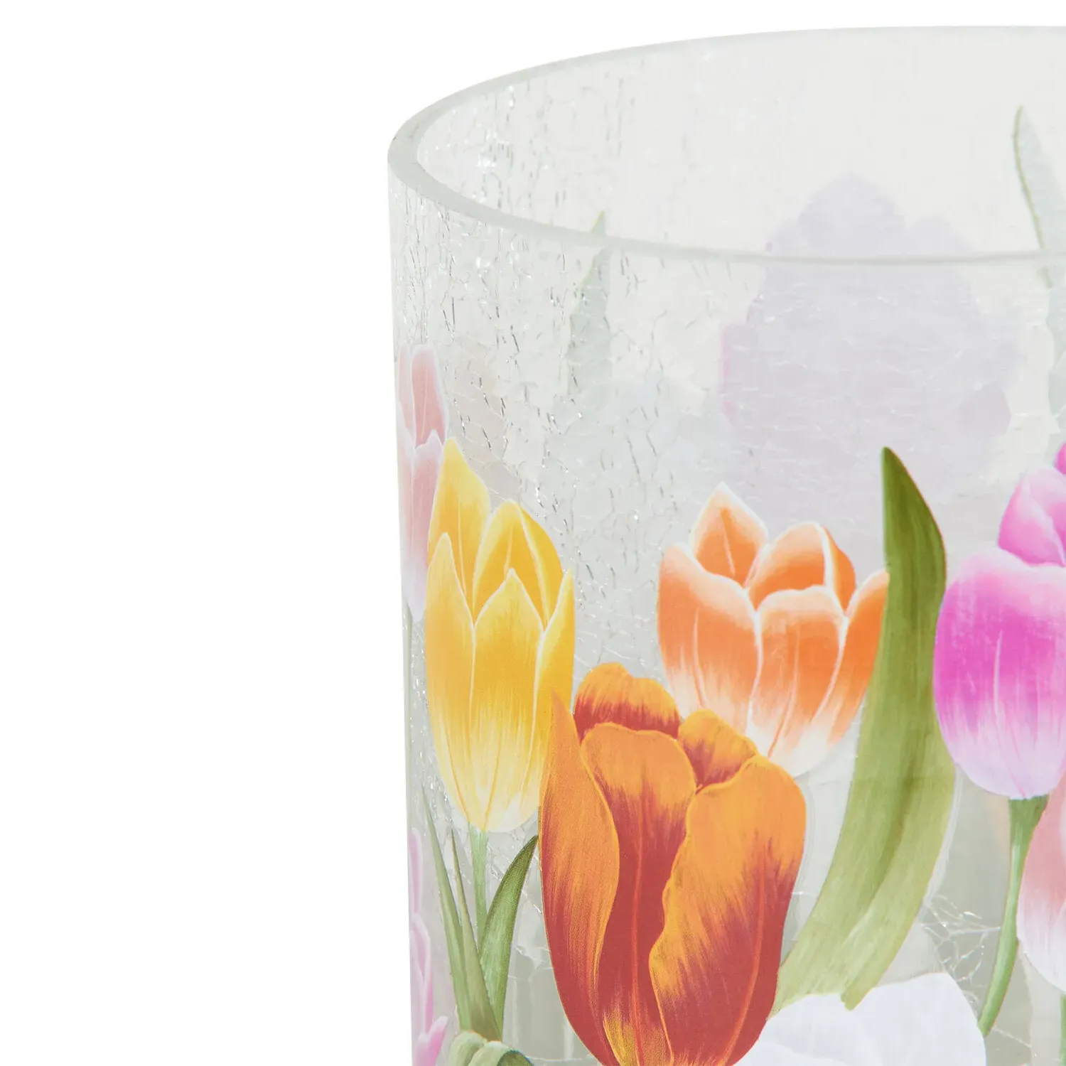 Tulip Crackle Candle Holder - Multicolour