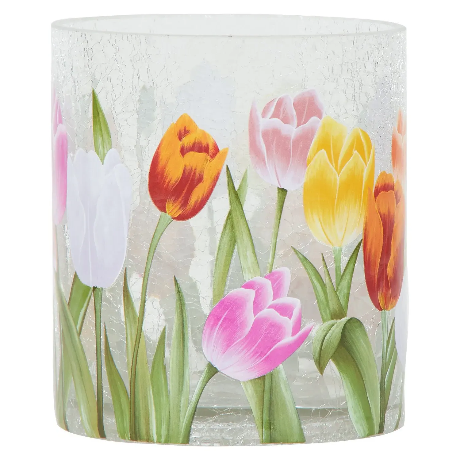 Tulip Crackle Candle Holder - Multicolour