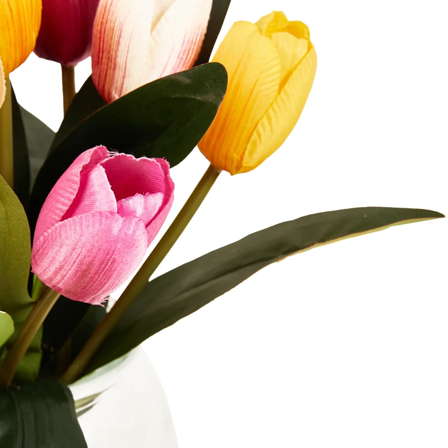 Tulip Vase Arrangement - Pink, Yellow, White