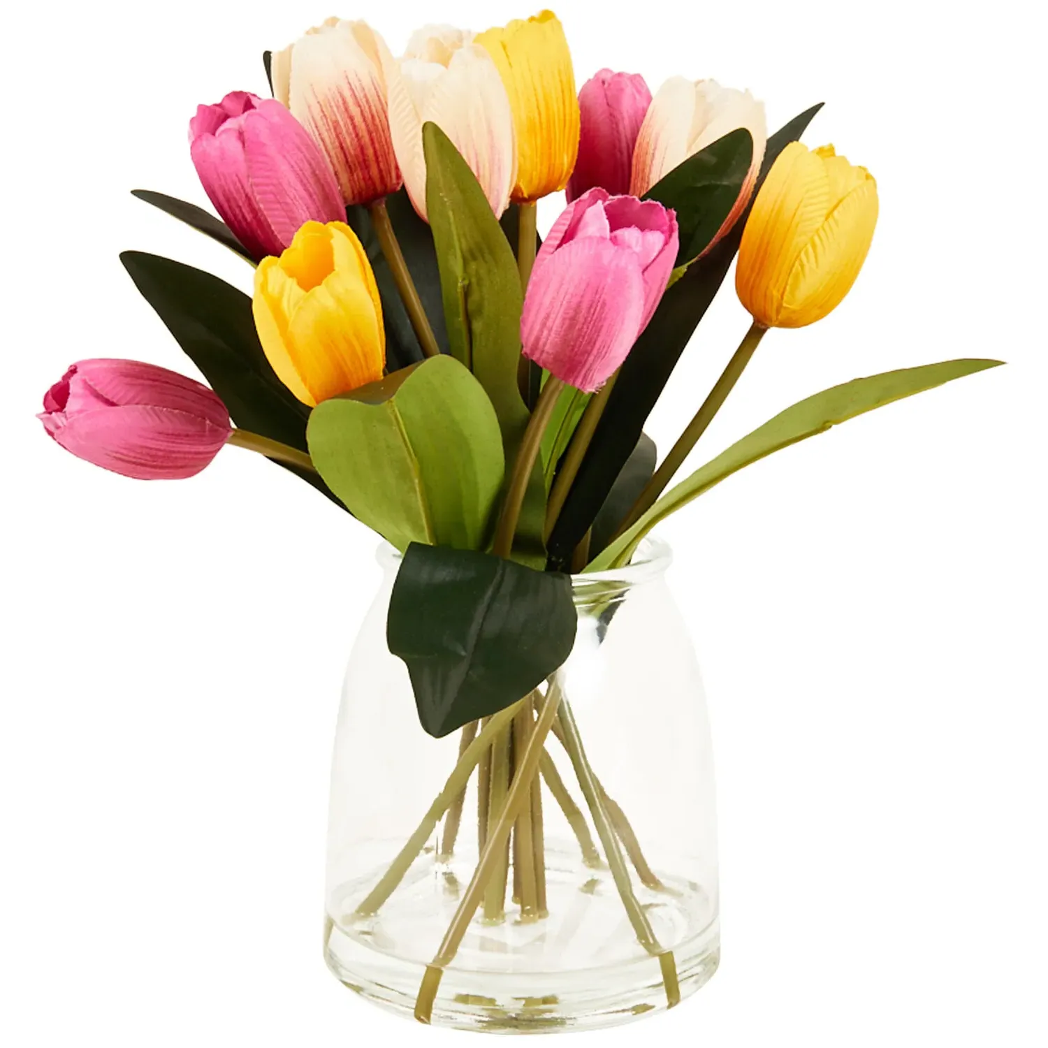 Tulip Vase Arrangement - Pink, Yellow, White image