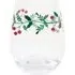 Tumbler Glass with Mistletoe Decoration - Clear