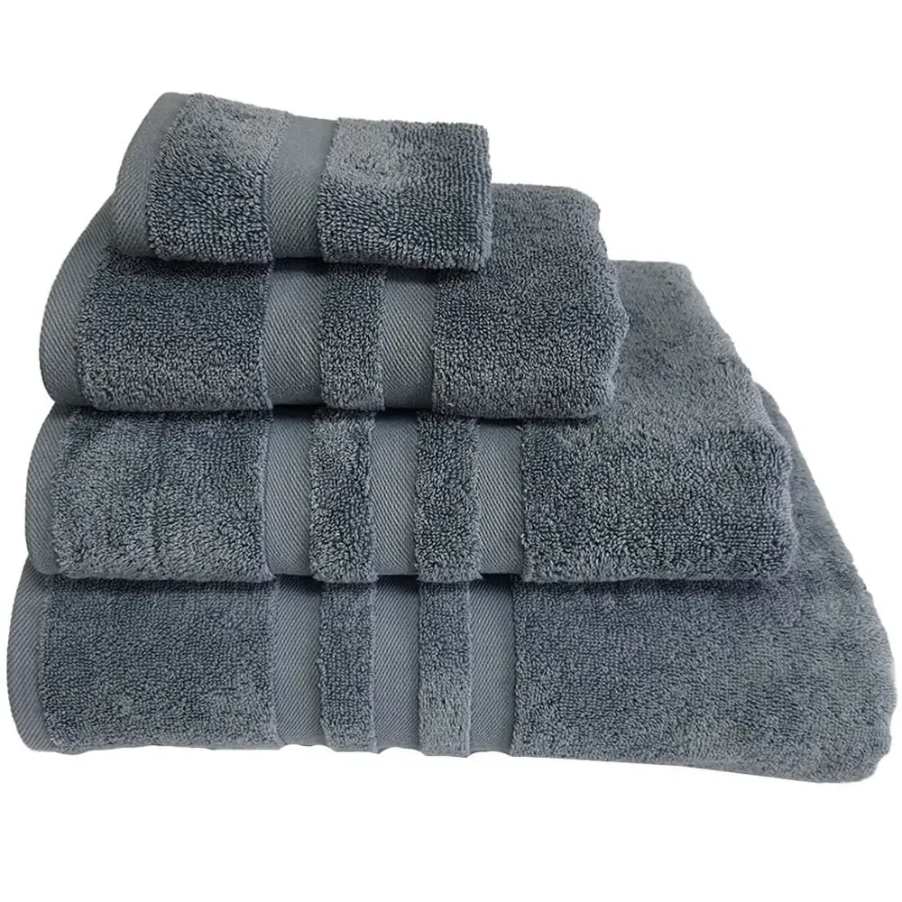 Turkish Cotton Terry Dobby Bath Sheet - Slate Blue