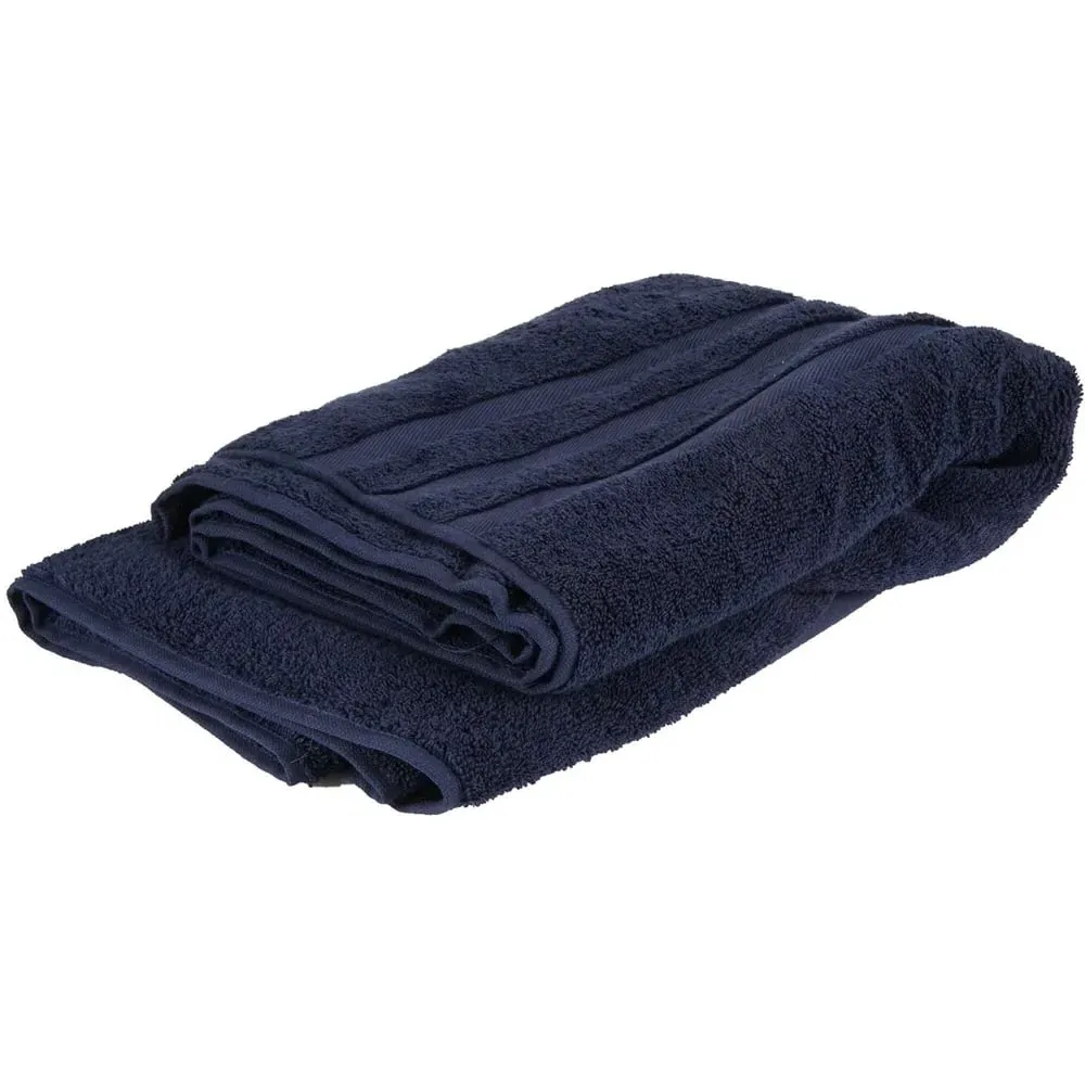 Turkish Cotton Terry Dobby Bath Towel - Navy