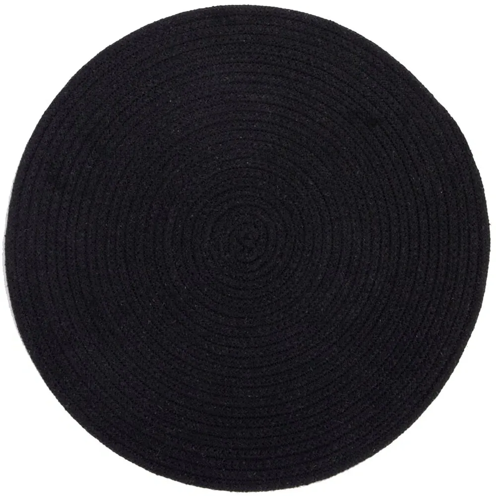 Tweed Round Placemats 2 Pack - Black, Cotton image