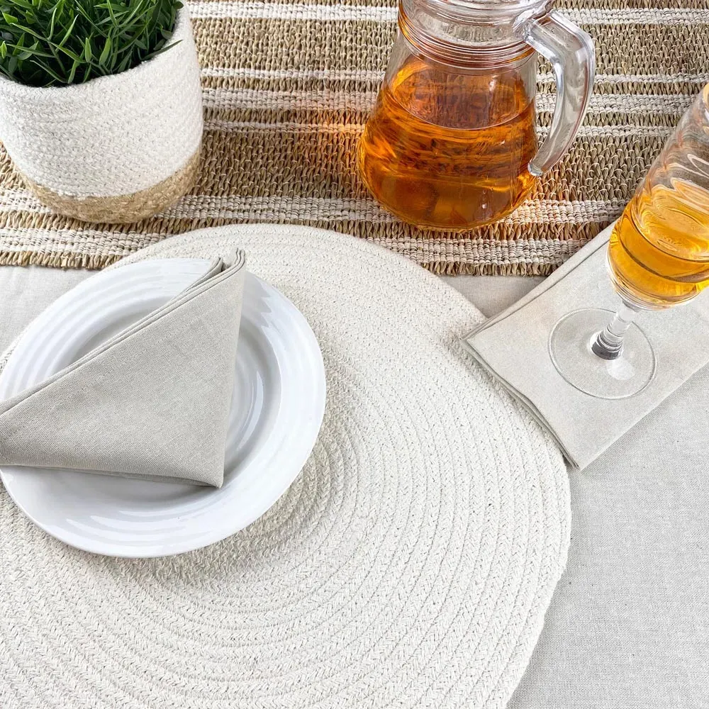 Tweed Round Placemats 2 Pack - Cream, Cotton