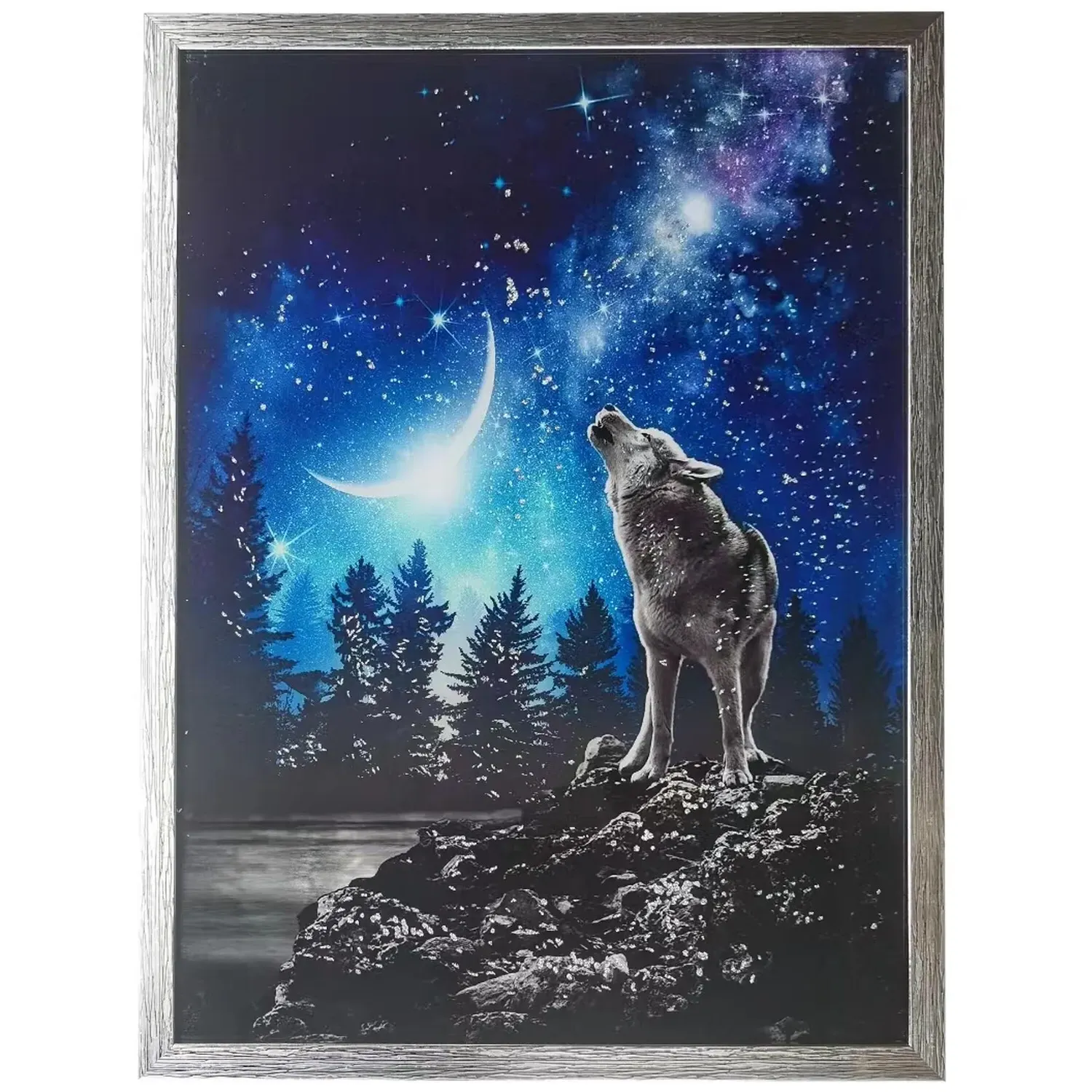 Twilight Wolves Glitter Art - Navy