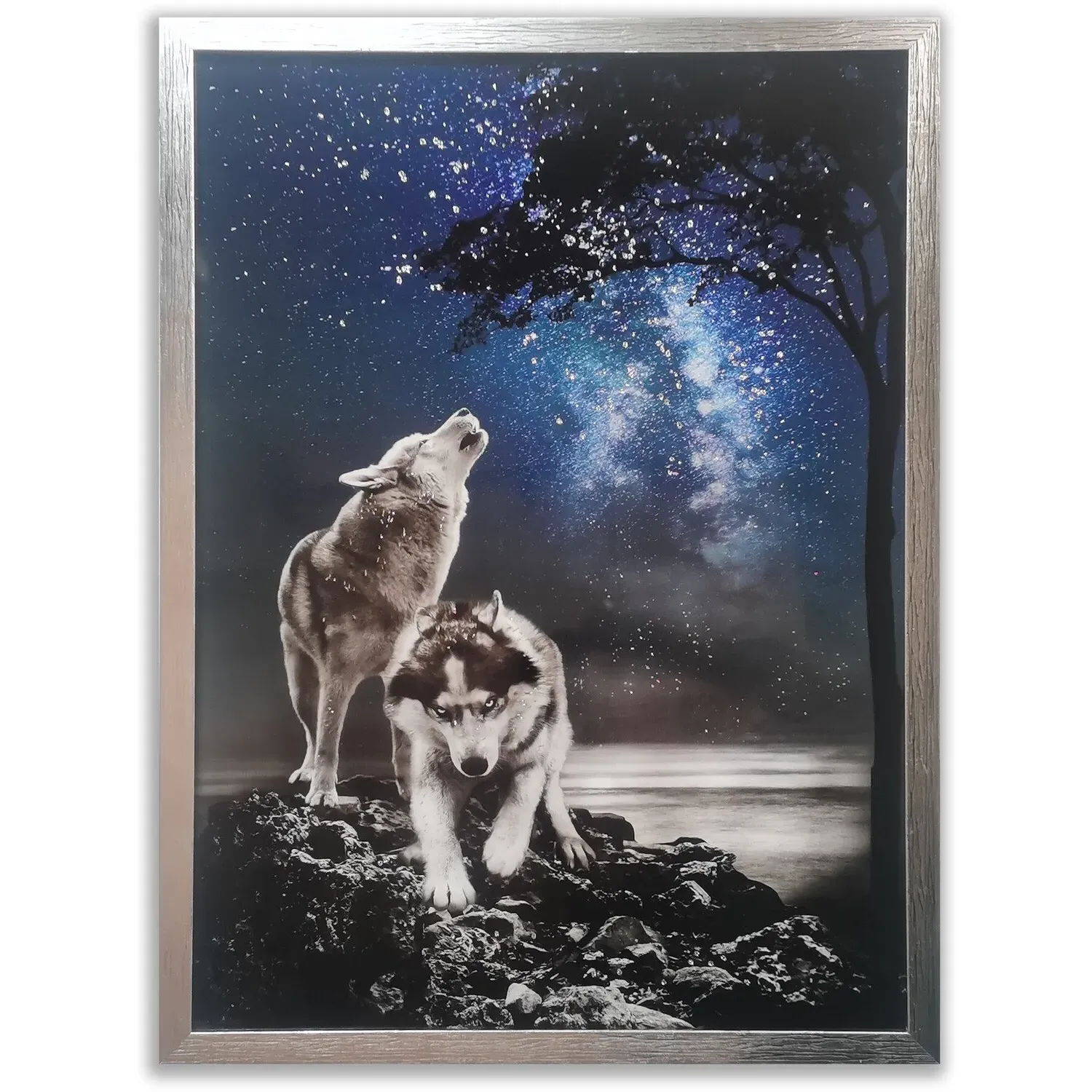 Twilight Wolves Glitter Art - Navy image