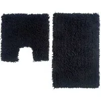Twist Bath Mat Set - Black, Cotton
