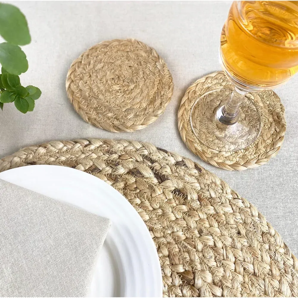 Ure 4 Pack Coaster Set - Brown, Jute
