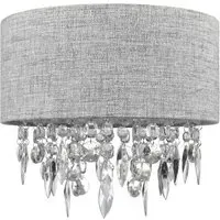 V-Pleat Droplet Shade with Crystal Adornments - Grey