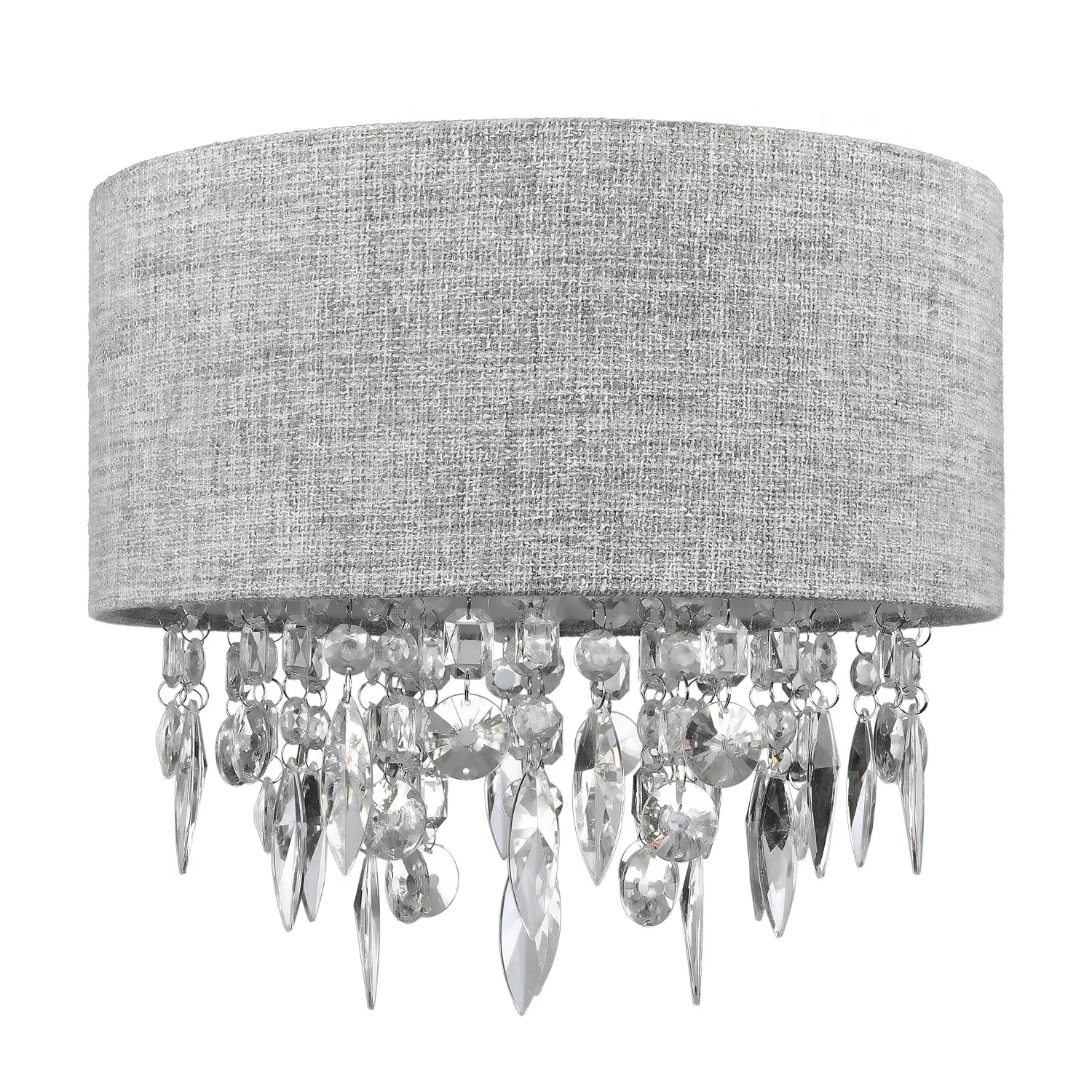 V-Pleat Droplet Shade with Crystal Adornments - Grey image