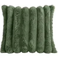Velosso Chunky Cord Cushion Cover - Olive, Faux Fur