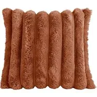 Velosso Chunky Cord Cushion Cover - Orange, Faux Fur