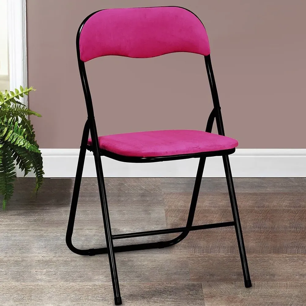 Velvet Folding Chair - Hot Pink image