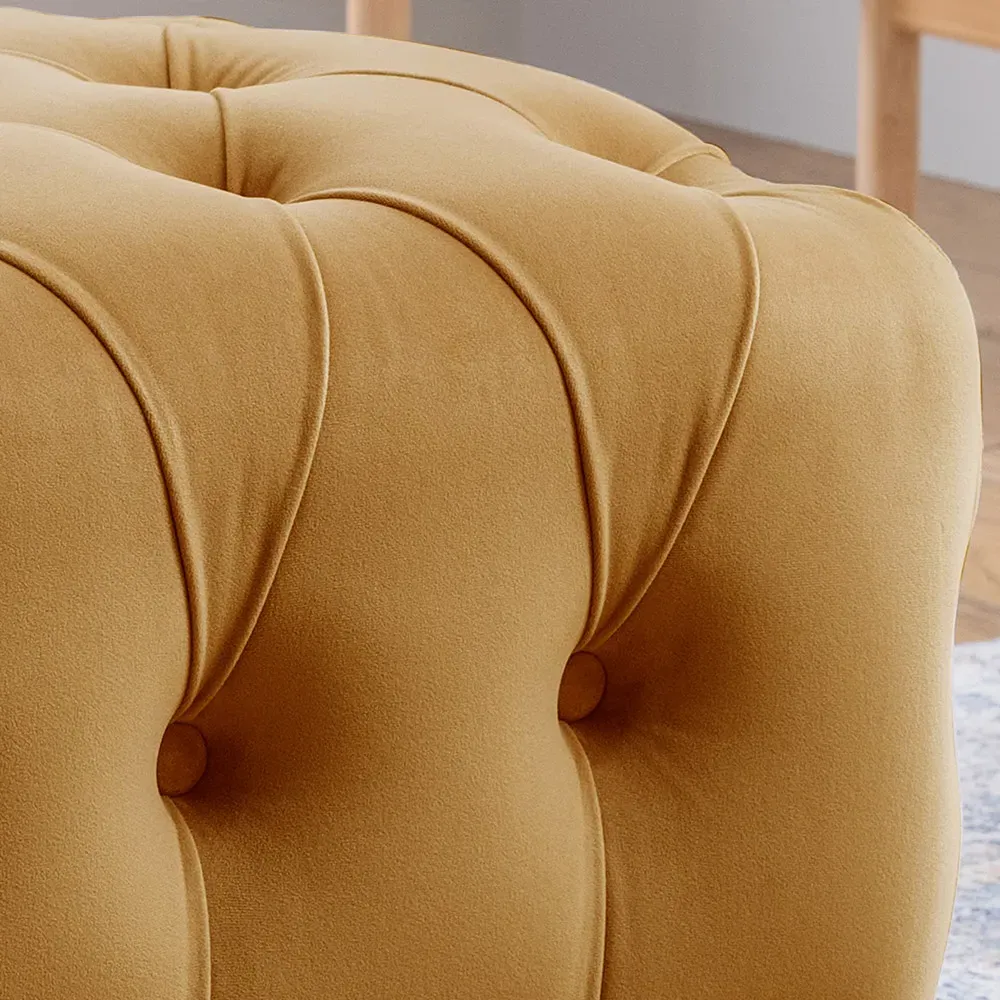 Velvet Footstool - Ochre