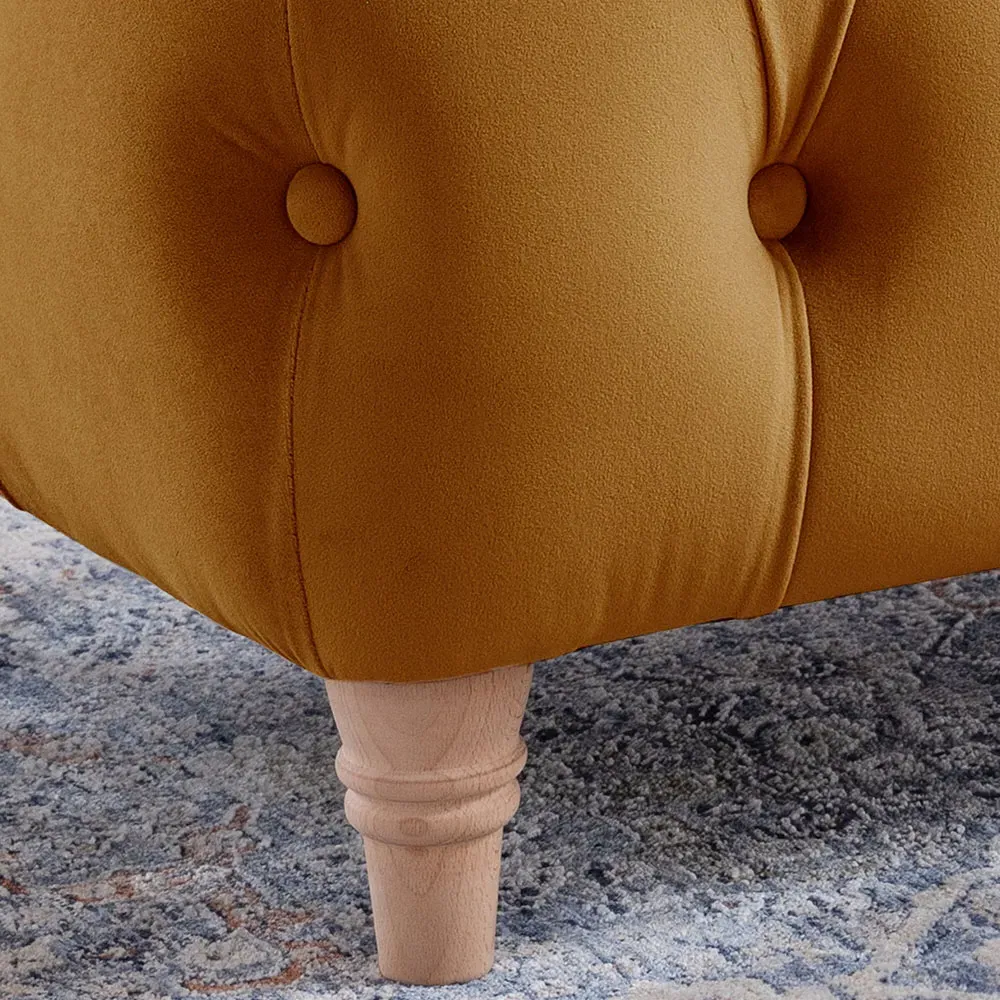 Velvet Footstool - Ochre