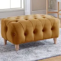 Velvet Footstool - Ochre