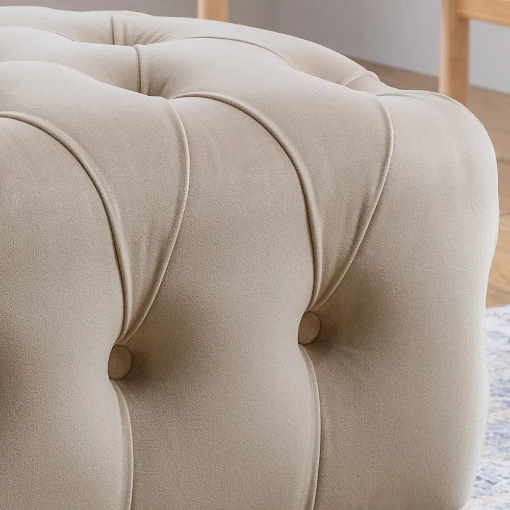 Velvet Footstool - Putty