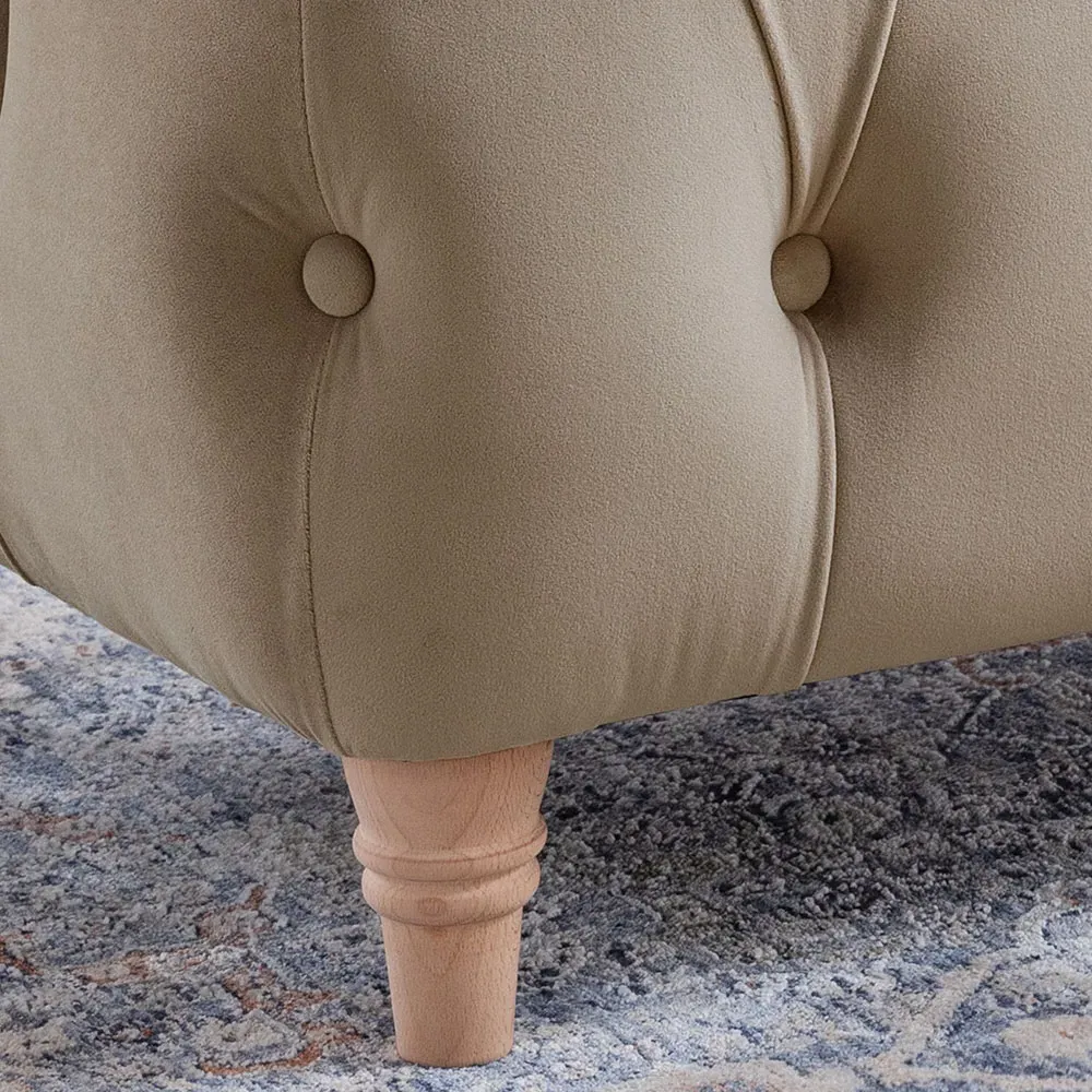 Velvet Footstool - Putty