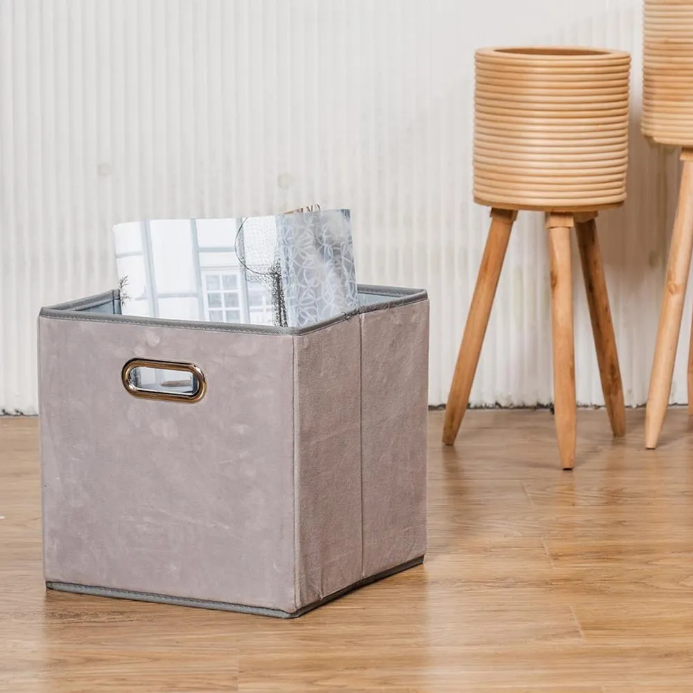 Velvet Storage Cube - Grey