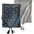 Velvet Table Runner with Tassels - Blue/Grey