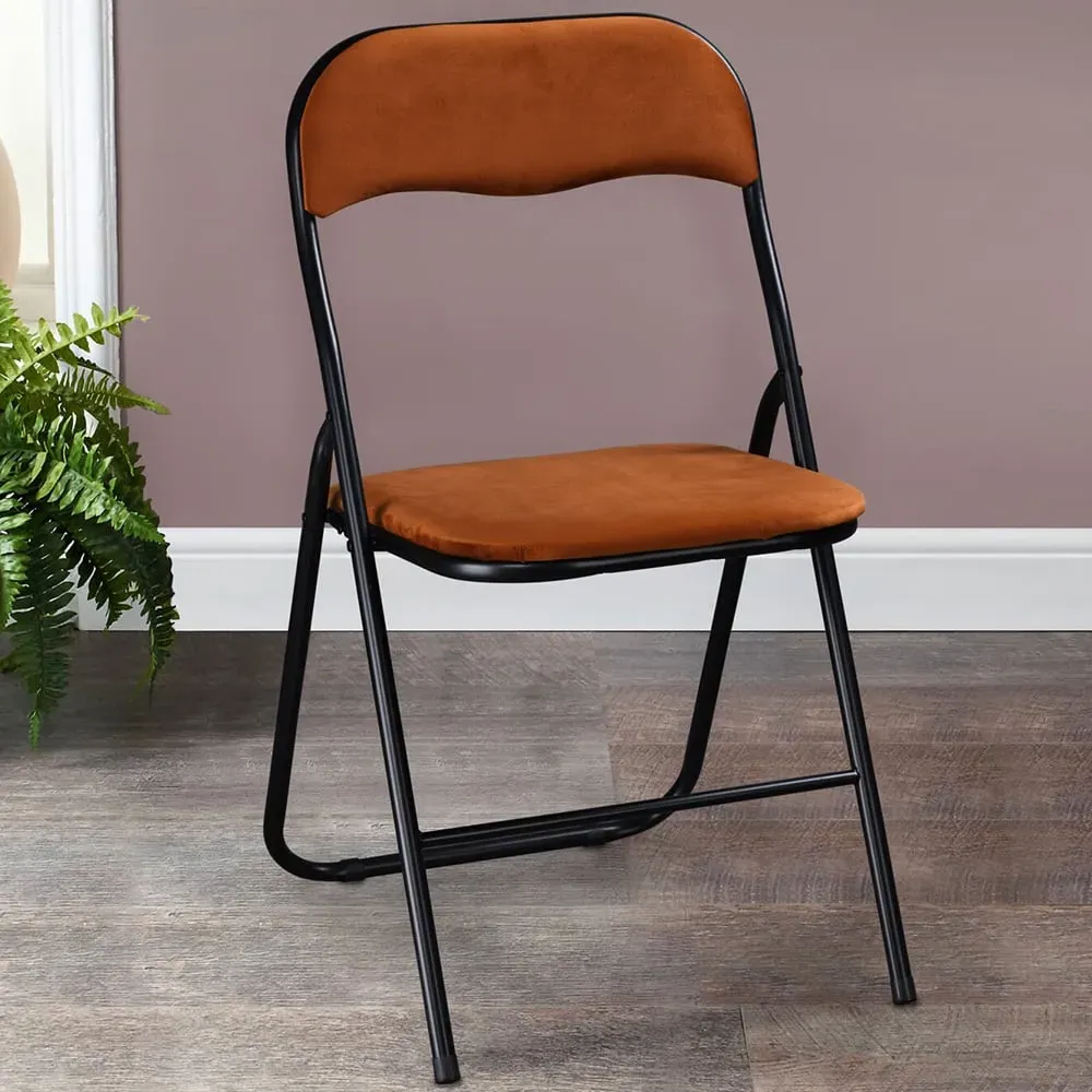 Velvet Touch Steel Folding Chair - Burnt Orange image