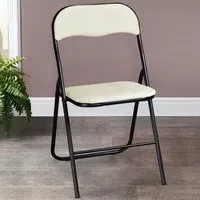 Velvet Touch Steel Folding Chair - Cream, Velvet
