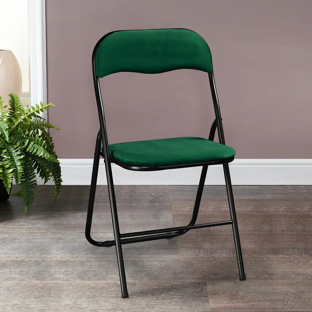 Velvet Touch Steel Folding Chair - Emerald