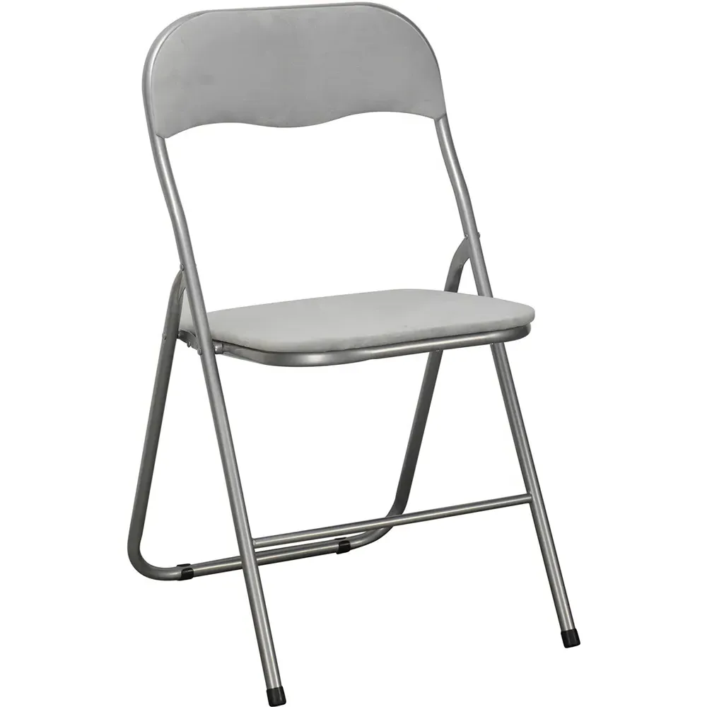 Velvet Touch Steel Folding Chair - Grey, Velvet