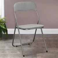 Velvet Touch Steel Folding Chair - Grey, Velvet