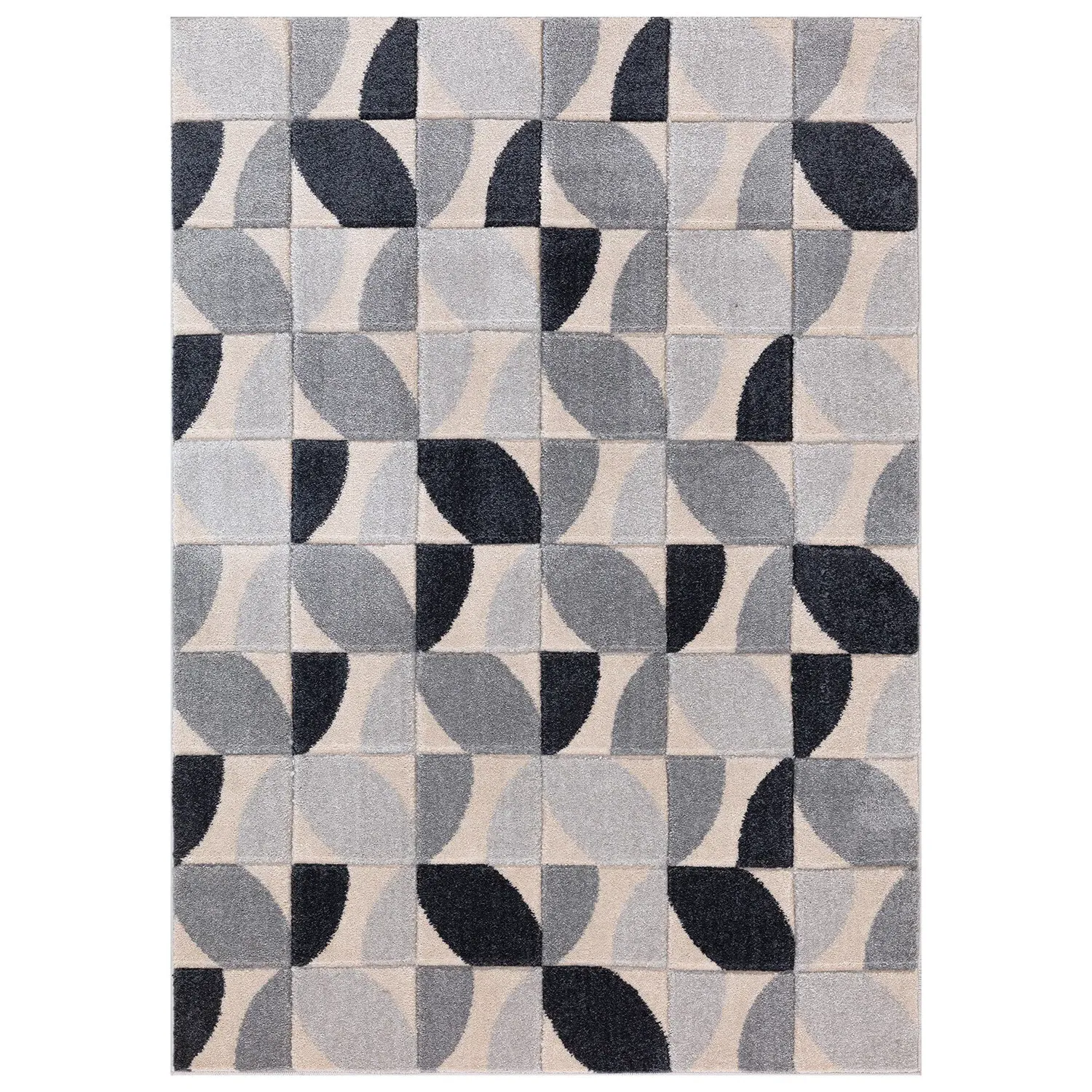Vera Leaf Pattern Rug - Grey