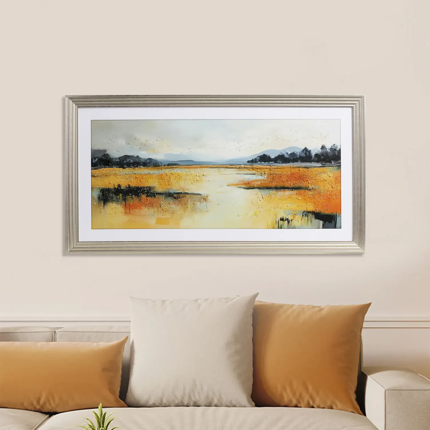 Vibrant Marshland Crystal Framed Art - Multicolour
