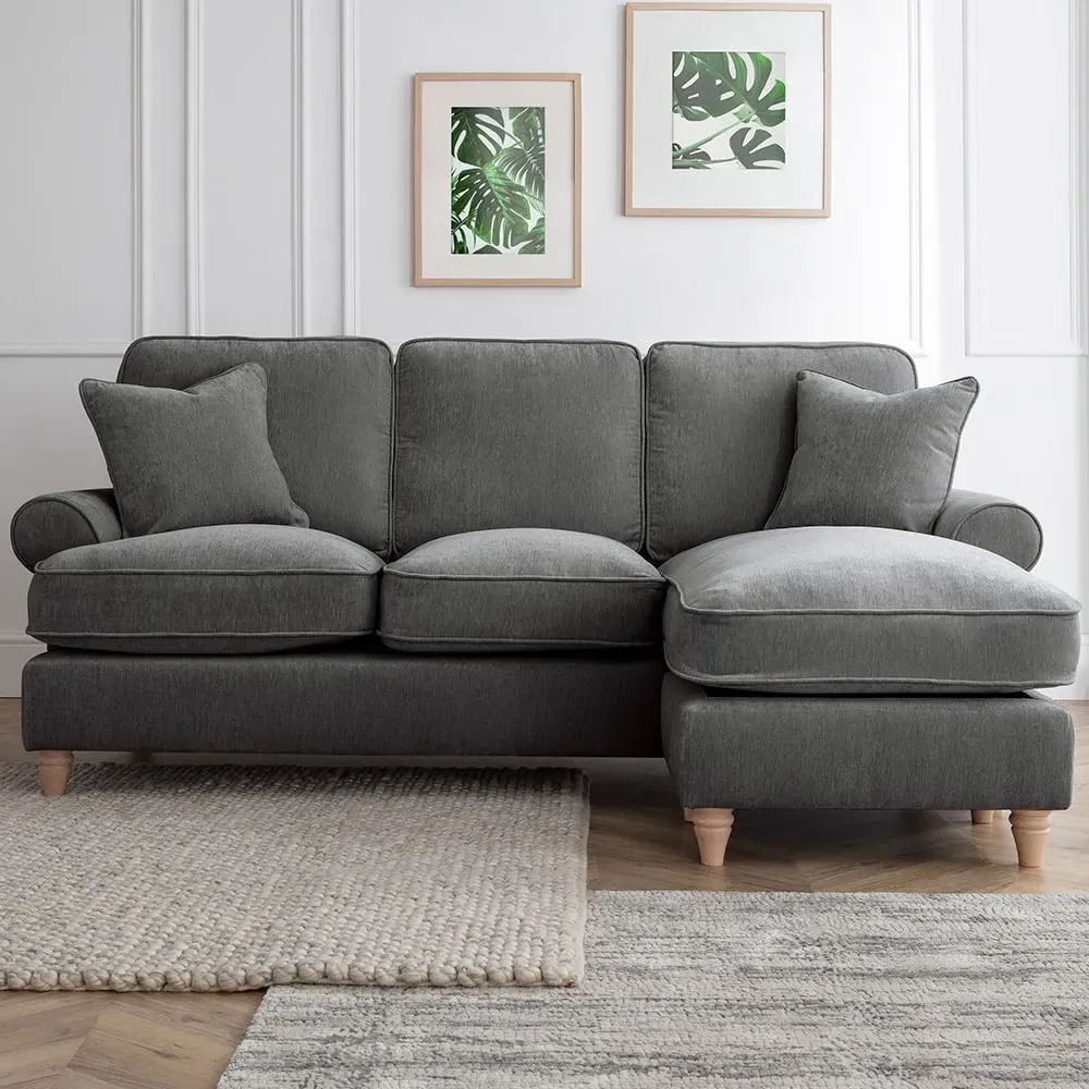 Victoria 3-Seater Left Hand Chaise Sofa - Charcoal