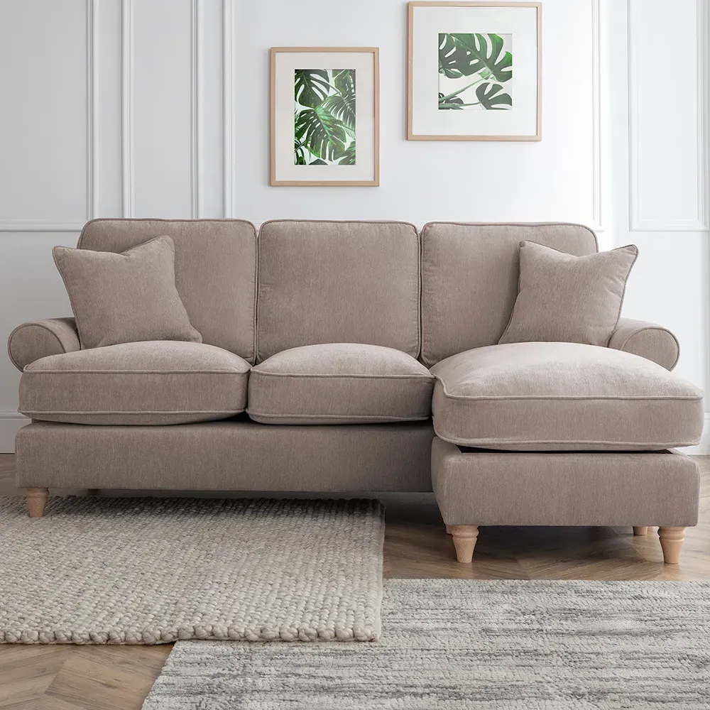 Victoria 3-Seater Left Hand Chaise Sofa - Cream