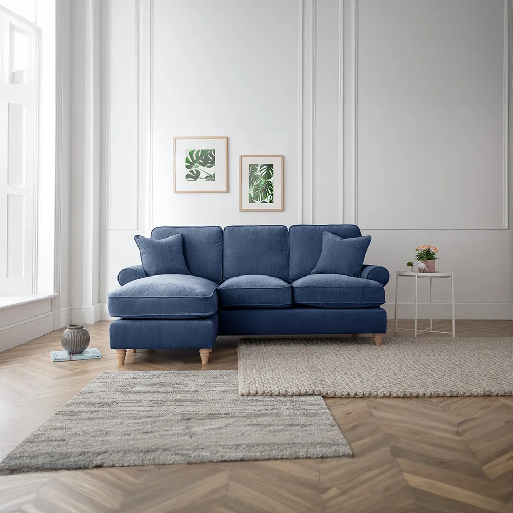Victoria 3-Seater Left Hand Chaise Sofa - Navy