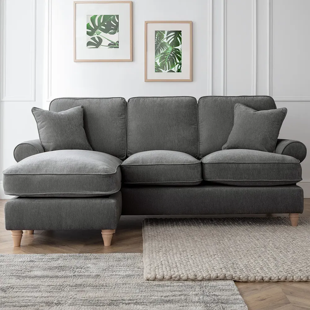 Victoria 3-Seater Right Hand Chaise Sofa - Charcoal