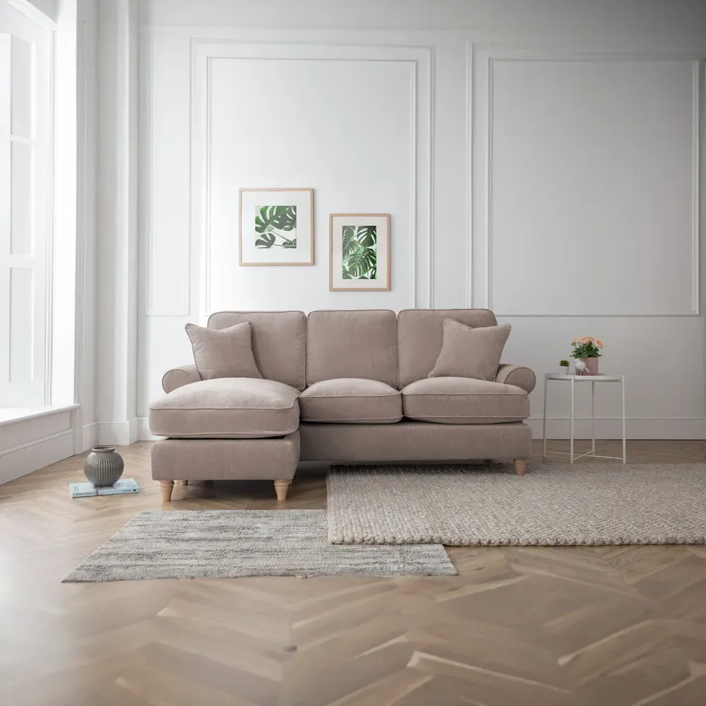 Victoria 3-Seater Right Hand Chaise Sofa - Cream