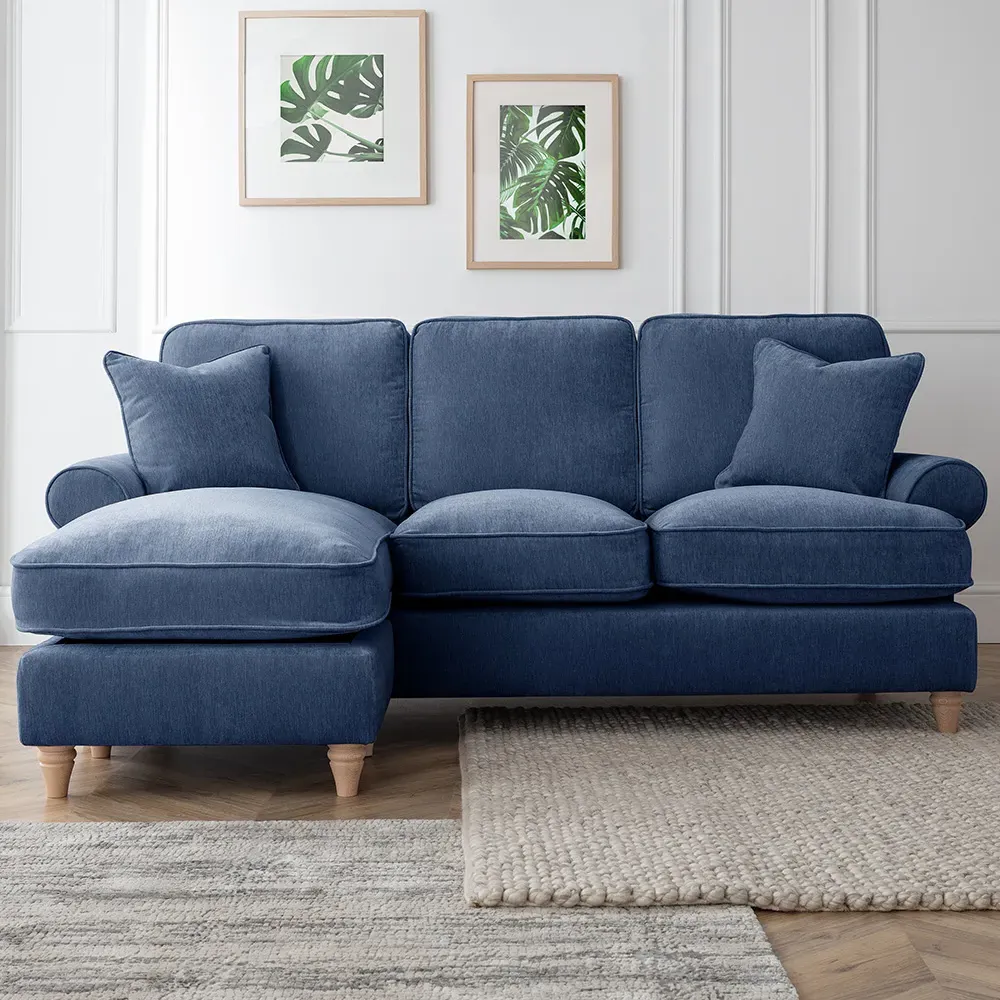 Victoria 3-Seater Right Hand Chaise Sofa - Navy