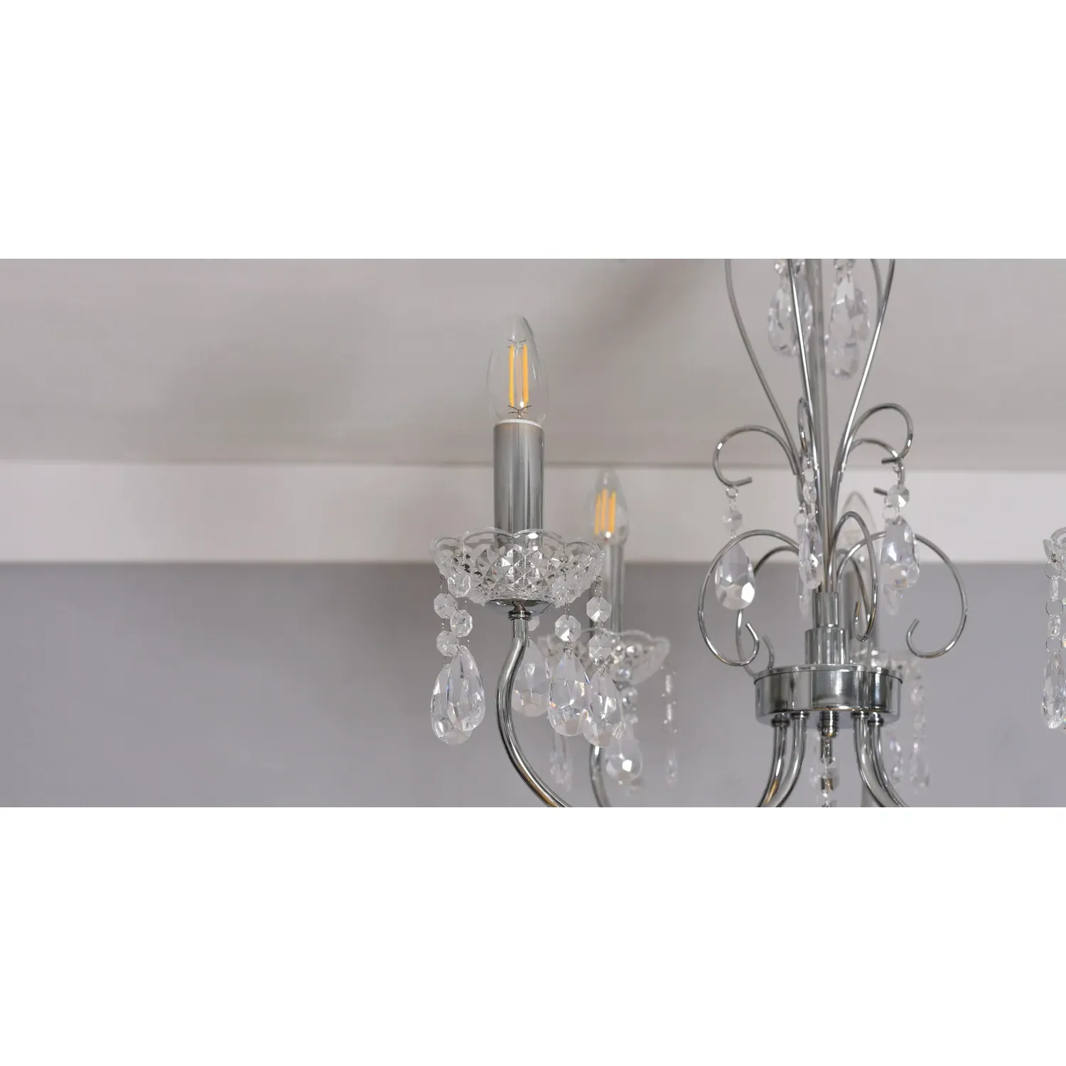 Victoria 5 Light Chandelier - Chrome, Crystal
