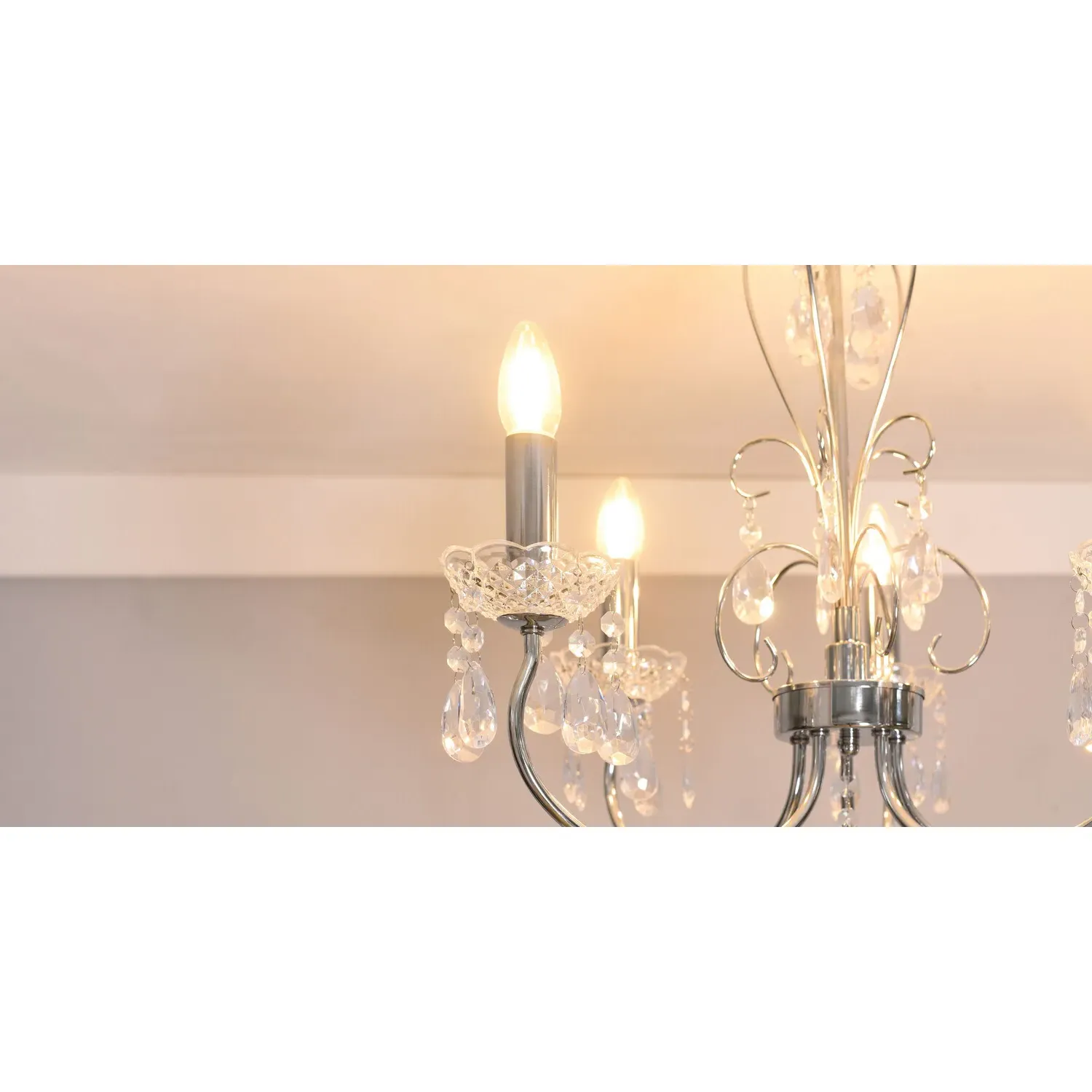 Victoria 5 Light Chandelier - Chrome, Crystal