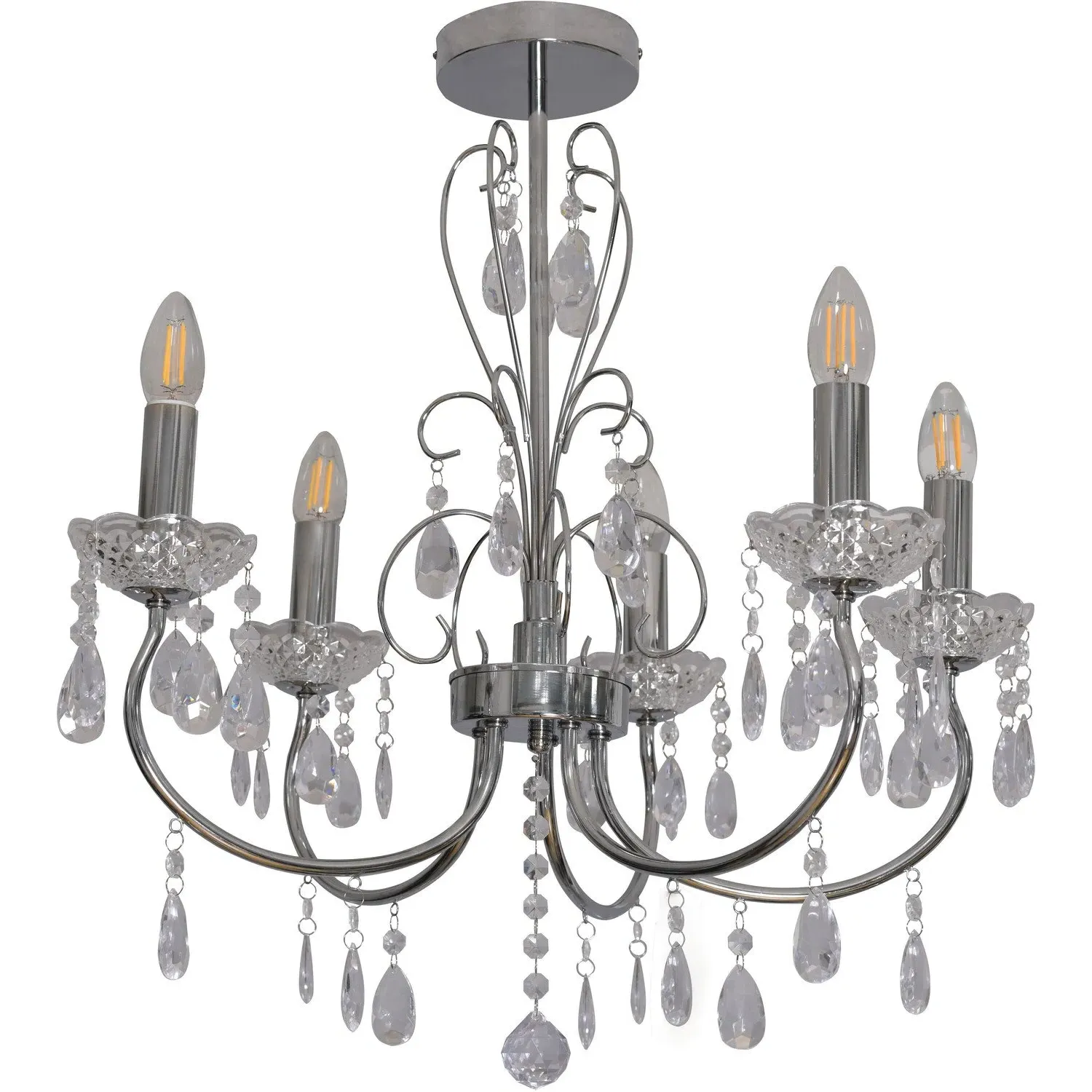 Victoria 5 Light Chandelier - Chrome, Crystal image