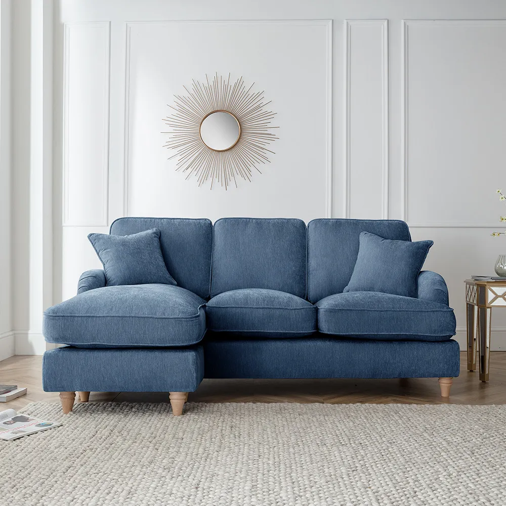 Vienna 3-Seater Left Hand Chaise Sofa - Navy