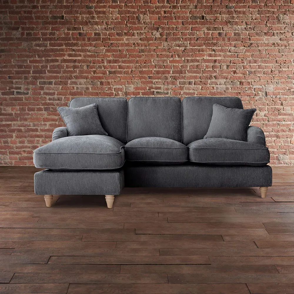 Vienna 3-Seater Right Hand Chaise Sofa - Charcoal