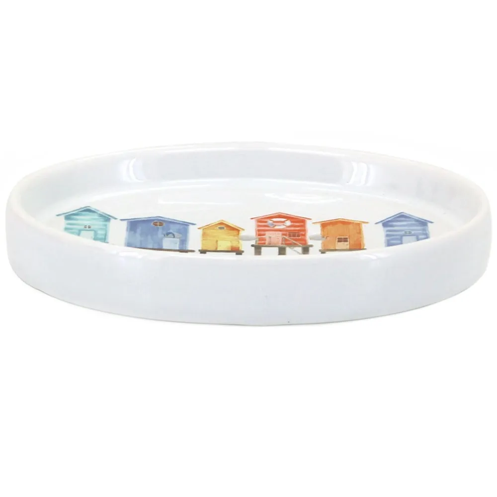 Vintage Beach Hut Oval Soap Dish - White image