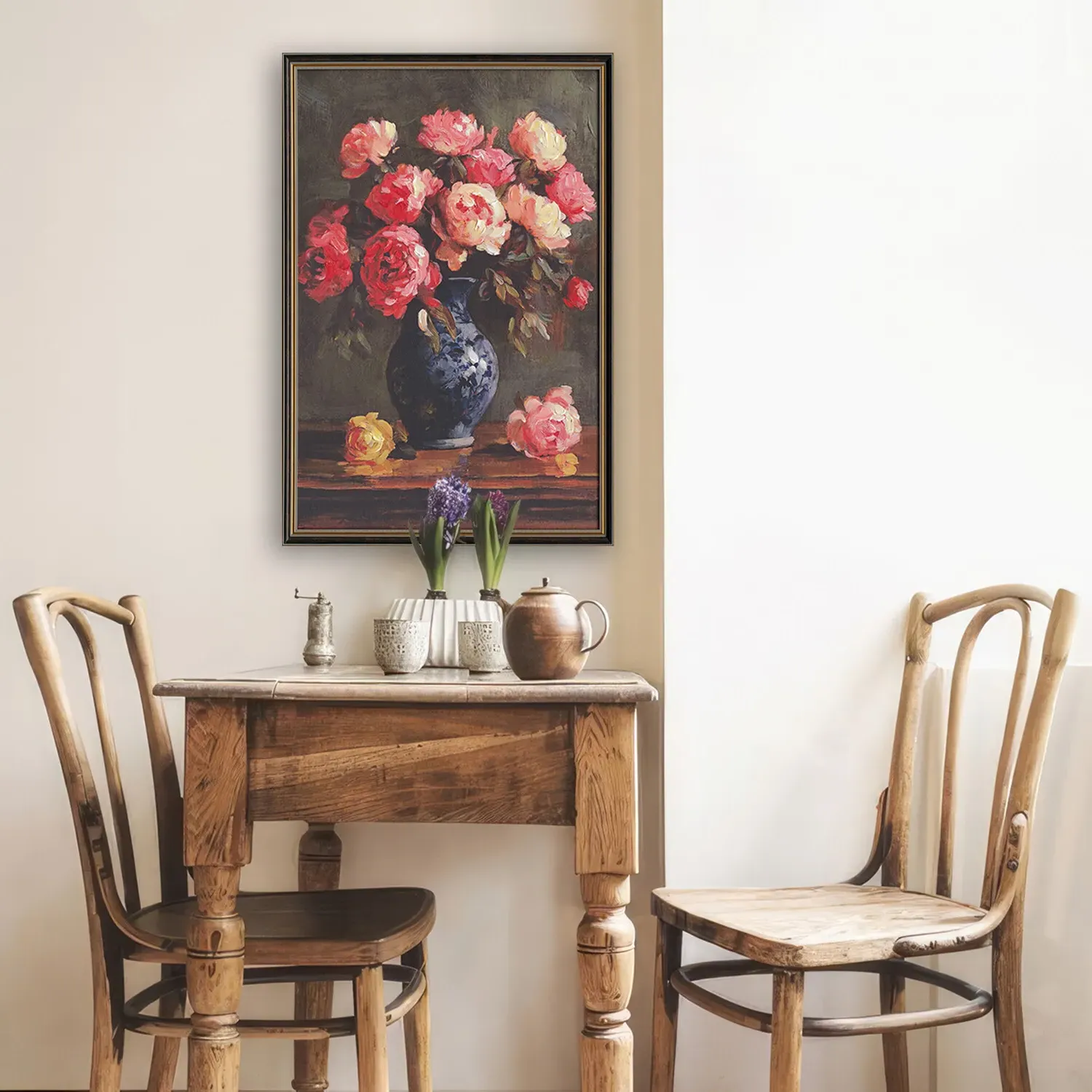 Vintage Floral Framed Wall Art - Pink