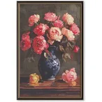 Vintage Floral Framed Wall Art - Pink