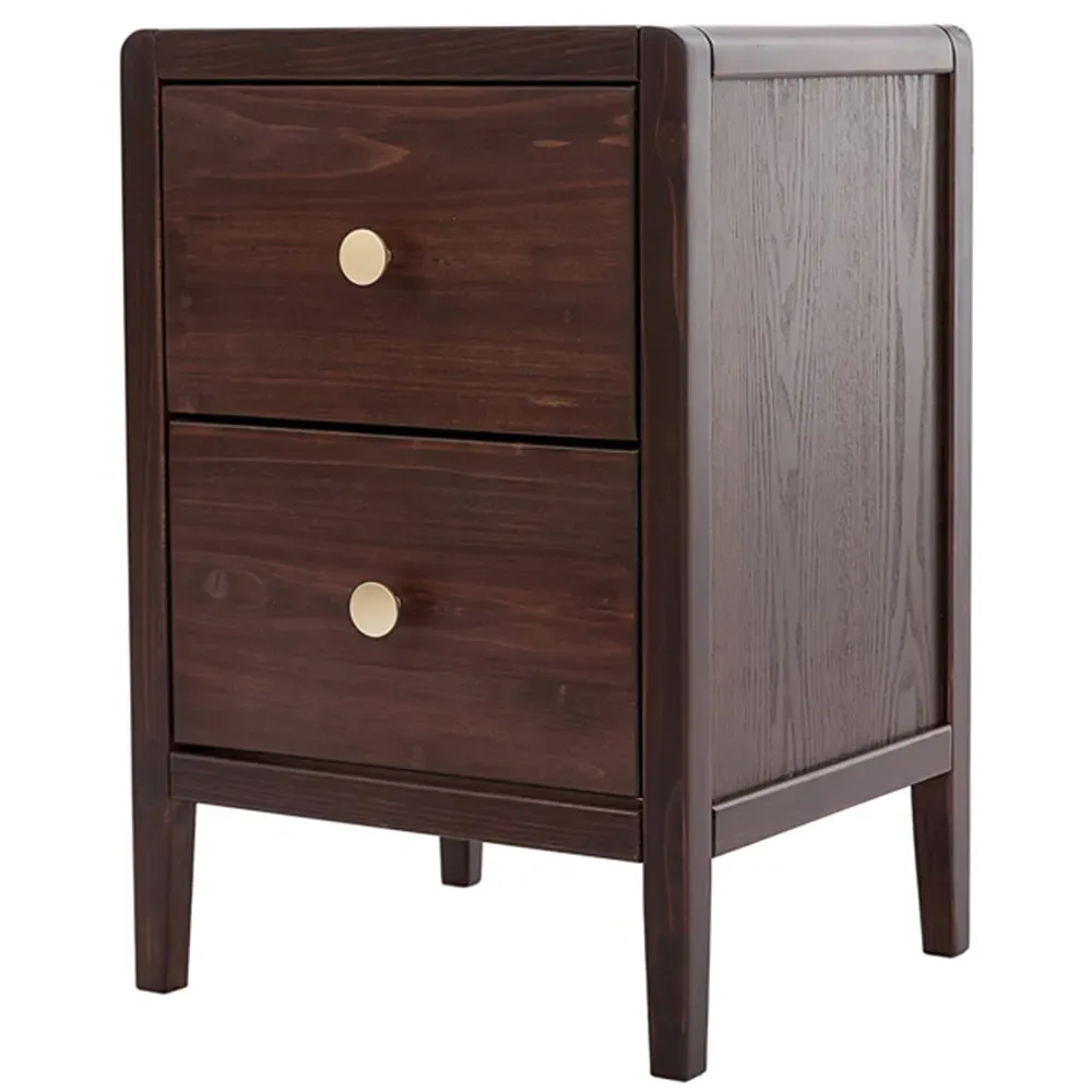 Vito 2 Drawer Bedside Table - Brown, Pine Wood